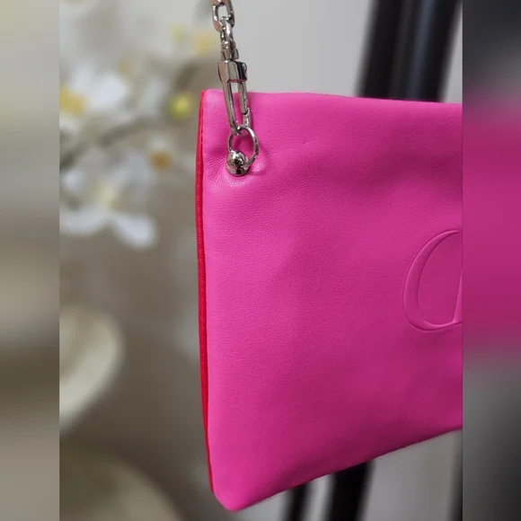 Dior Beauty Red & Pink Vegan Leather Two-Tone Pouch with crossbody chain NWOT - Picture 11 of 15